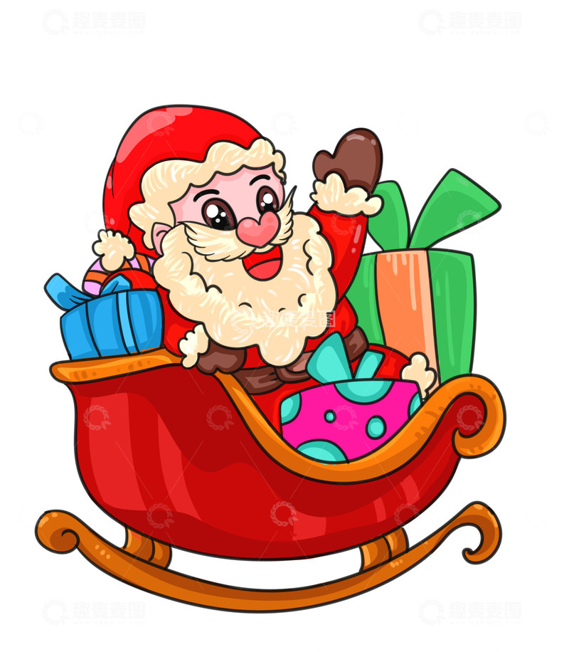 源文件下载【趣麦麦图】圣诞老人送礼物啦