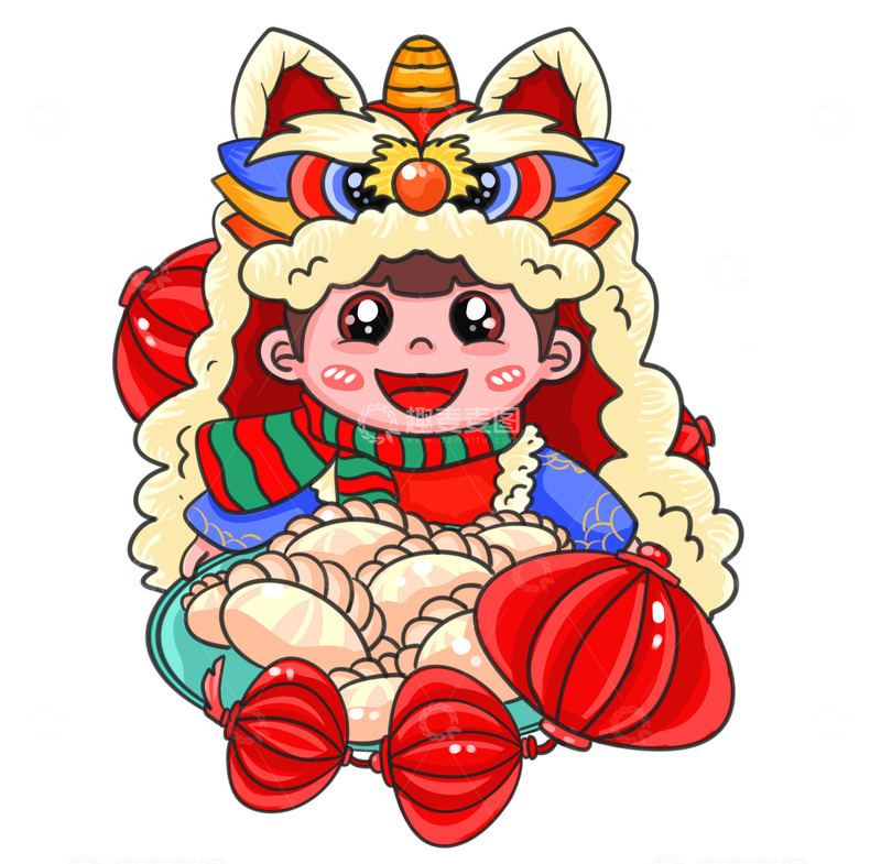 源文件下载【趣麦麦图】冬至吃饺子玩灯笼