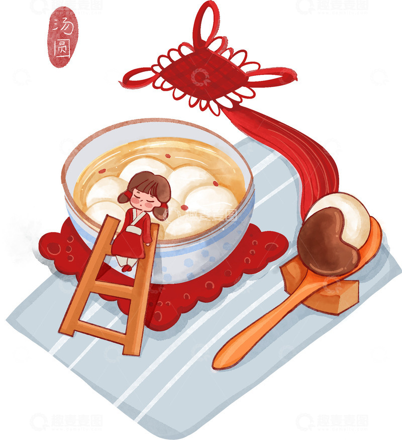 源文件下载【趣麦麦图】冬至冬天饺子汤圆冬天寒冷手绘人物
