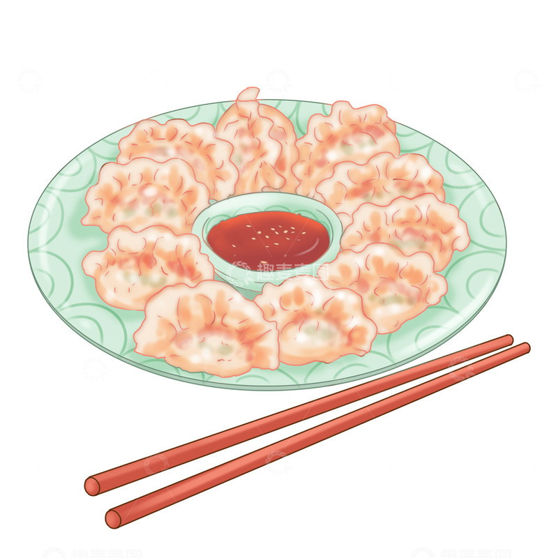 源文件下载【趣麦麦图】冬至元素美食饺子蘸酱