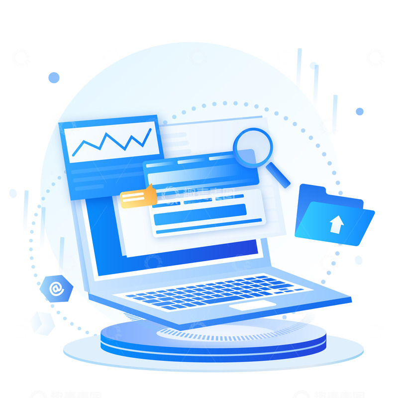 源文件下载【趣麦麦图】蓝色2.5D立体几何笔记本互联网扁平化