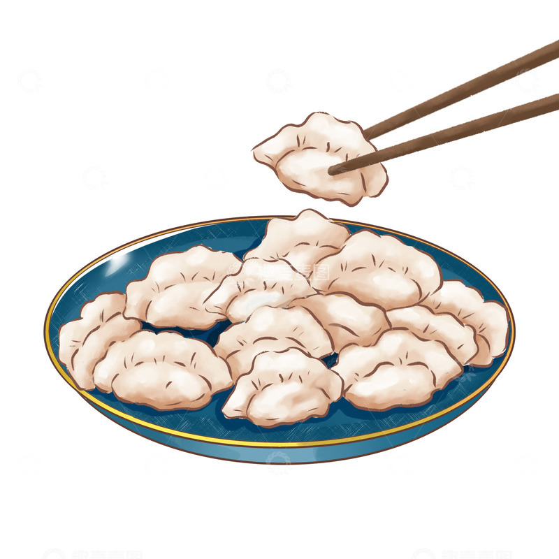 源文件下载【趣麦麦图】冬至节气饺子手绘素材元素