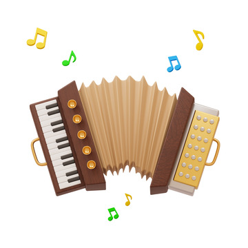 3D立体卡通手风琴西洋乐器模型