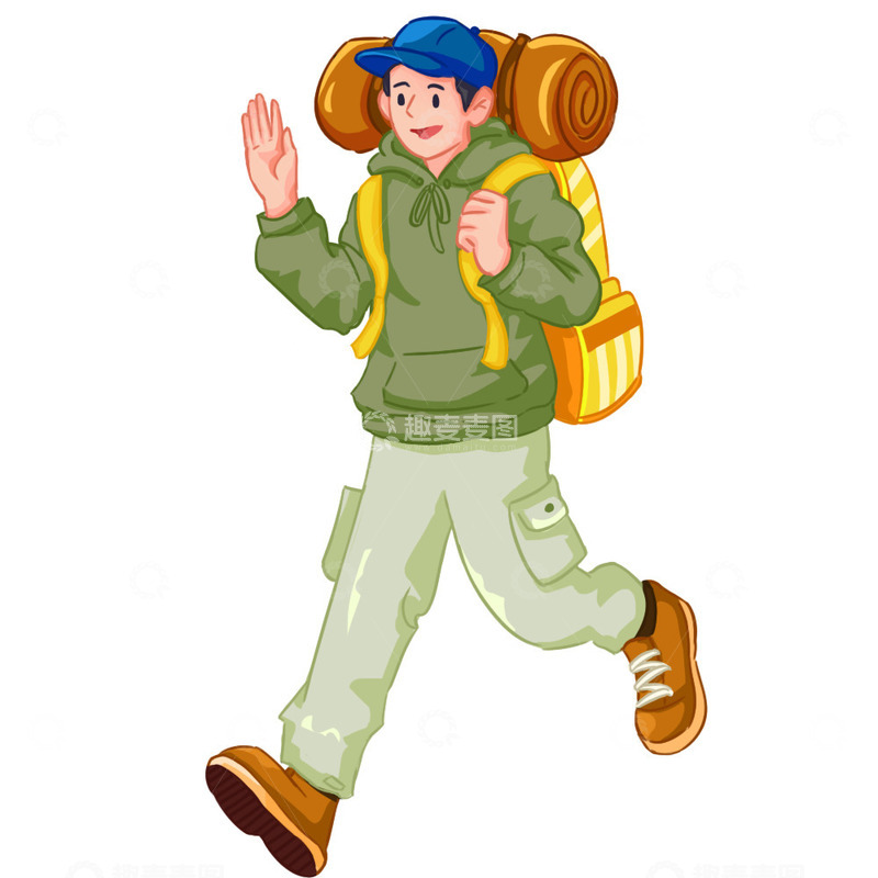 源文件下载【趣麦麦图】徒步露营少年青年户外