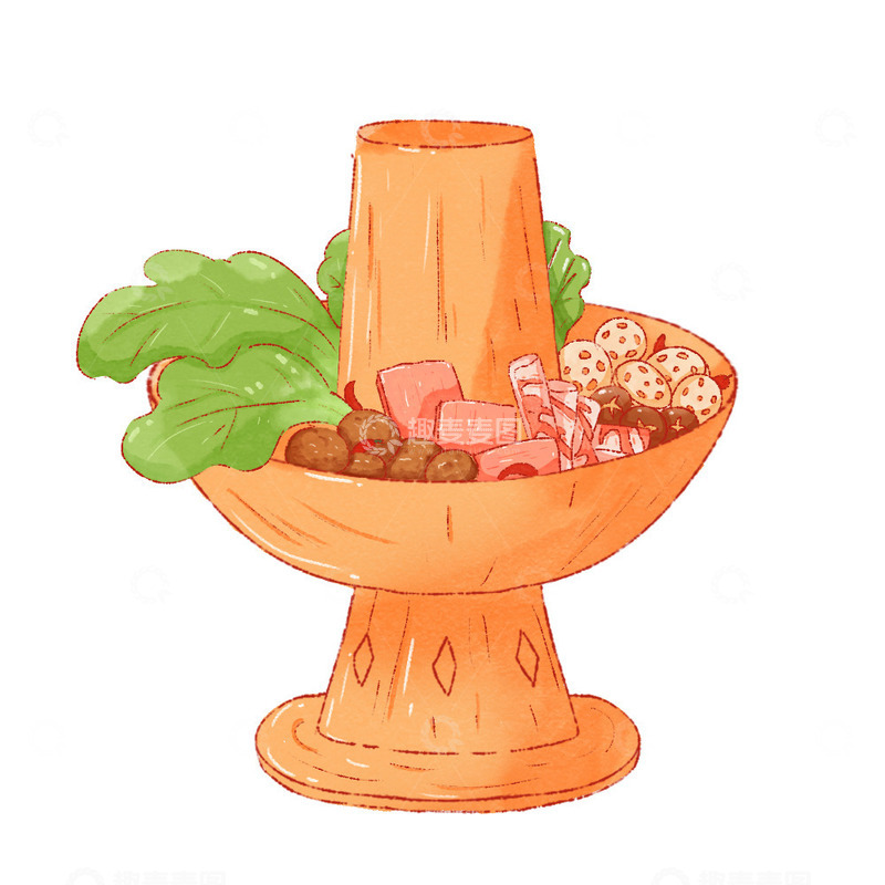 源文件下载【趣麦麦图】简约水彩风格火锅