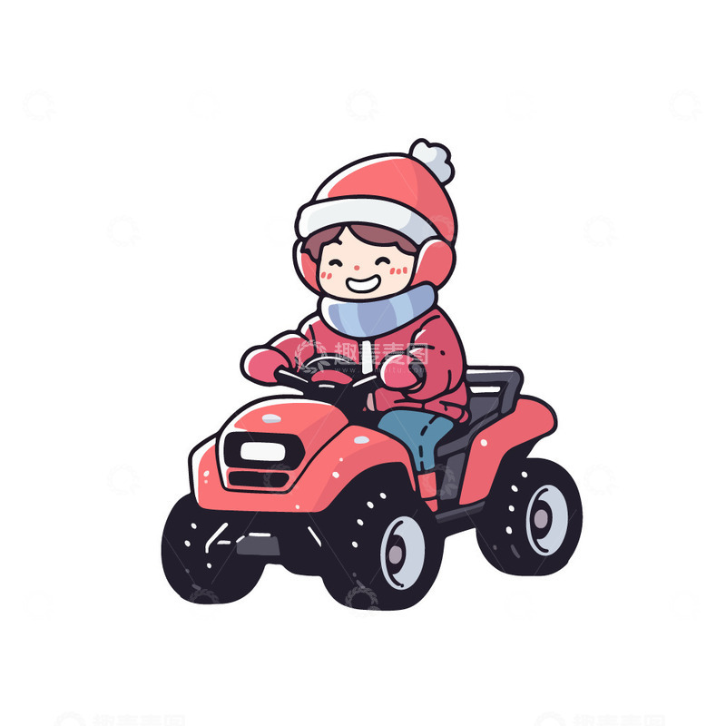 源文件下载【趣麦麦图】开着雪地摩托的男孩