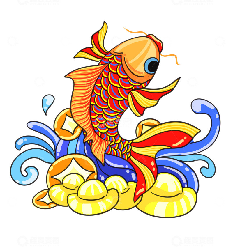 源文件下载【趣麦麦图】金元宝锦鲤鱼