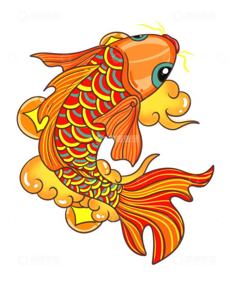 源文件下载【趣麦麦图】金灿灿的锦鲤