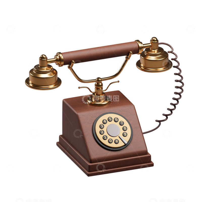 源文件下载【趣麦麦图】3D欧式复古拨号电话机模型