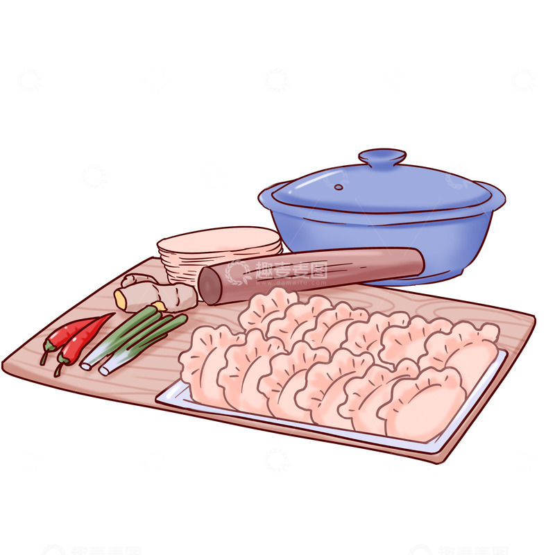 源文件下载【趣麦麦图】冬至元素包饺子材料
