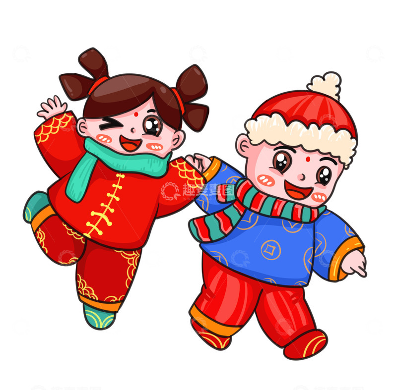 源文件下载【趣麦麦图】和好朋友一起过年