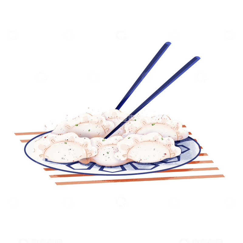 源文件下载【趣麦麦图】简约冬至水饺美食