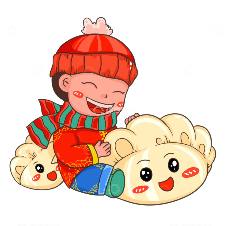 源文件下载【趣麦麦图】冬至男孩拥抱大饺子