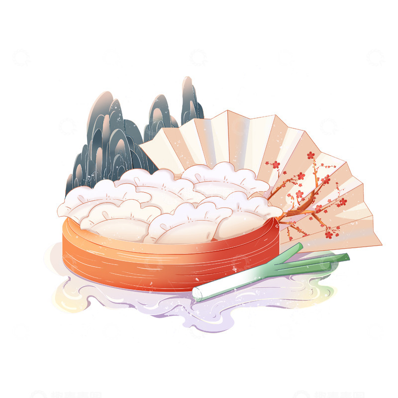 源文件下载【趣麦麦图】国潮古风饺子美食
