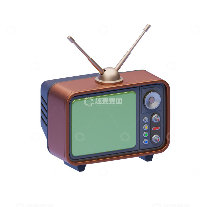 3D立体卡通复古电视机模型