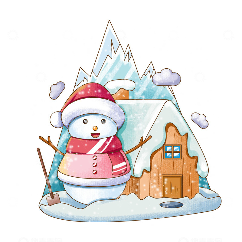 源文件下载【趣麦麦图】冬季雪冬天雪人手绘插画