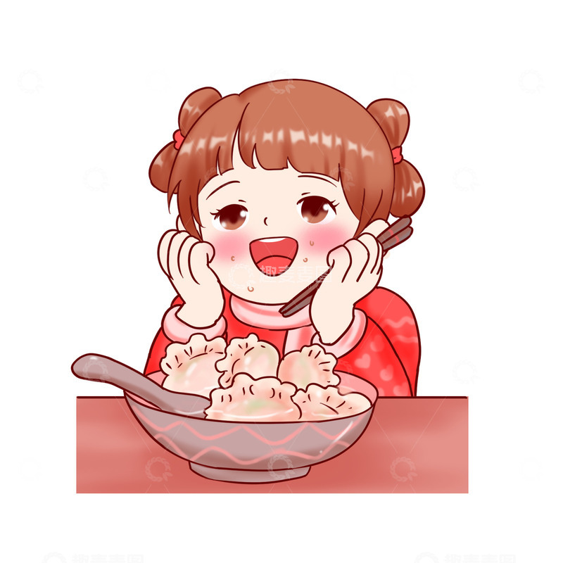 源文件下载【趣麦麦图】冬至元素吃香喷喷的饺子