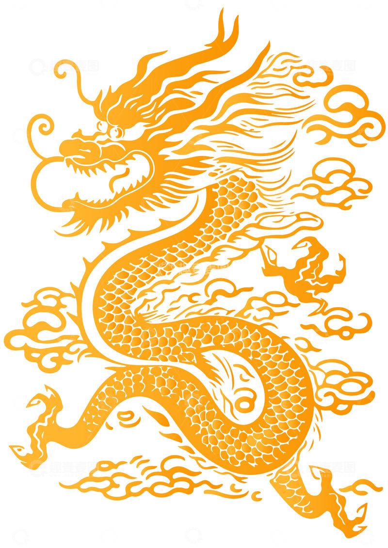 源文件下载【趣麦麦图】金色龙形象矢量装饰元素