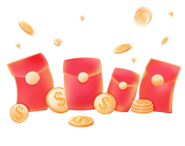 红色促销红包金币