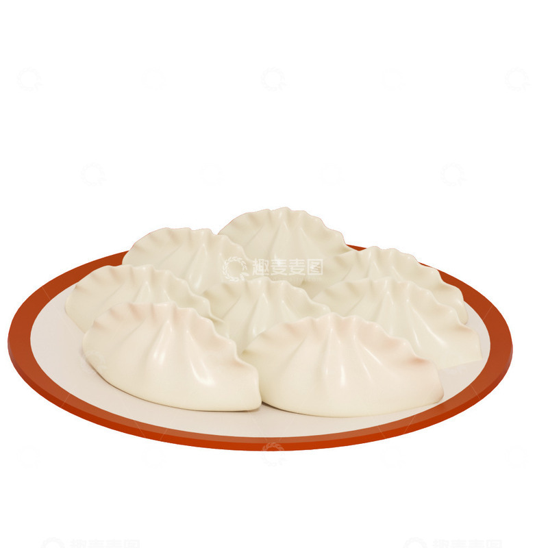 源文件下载【趣麦麦图】冬至立体C4D一碟饺子元素