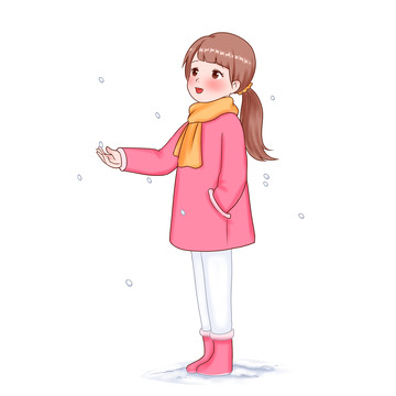 冬至元素寒冷下雪雪中人物