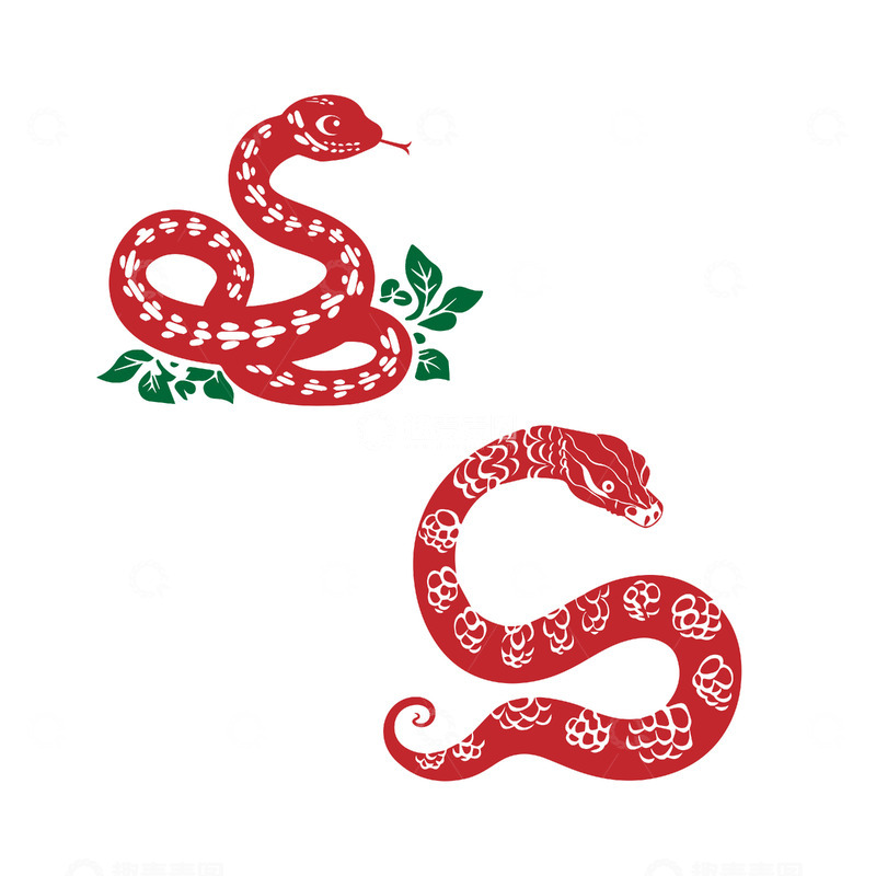 蛇年卡通剪纸剪影效果