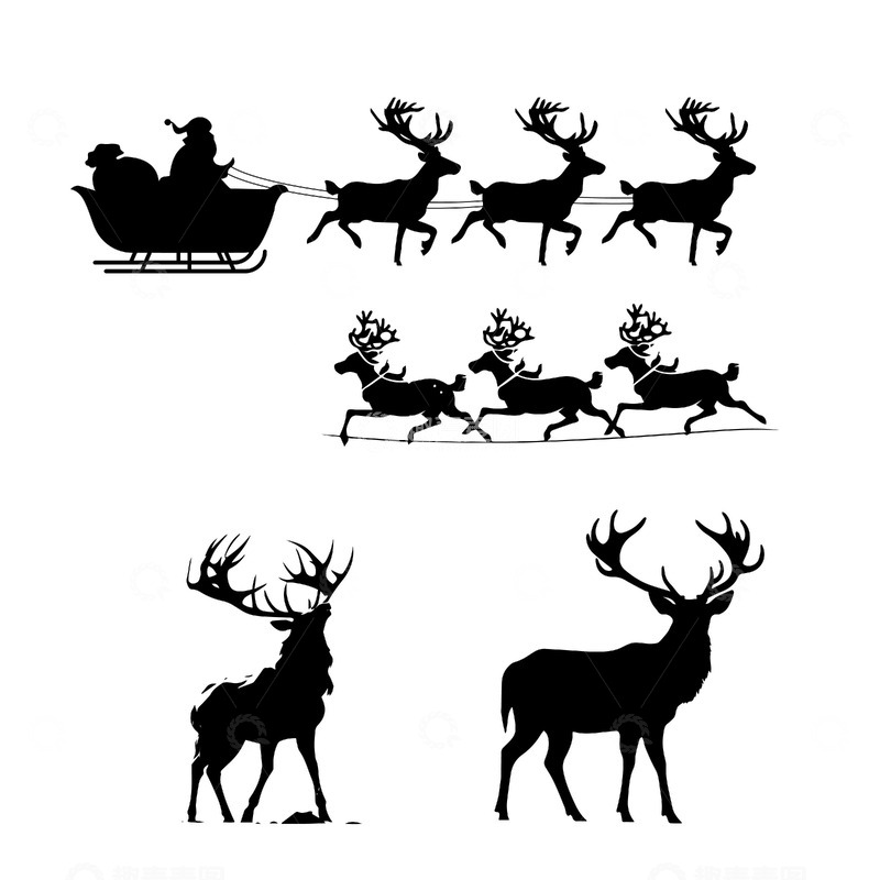 源文件下载【趣麦麦图】-麋鹿拉圣诞老人矢量