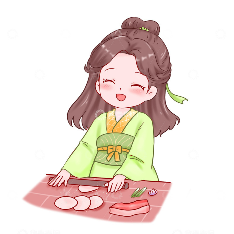 源文件下载【趣麦麦图】冬至元素古风人物包饺子