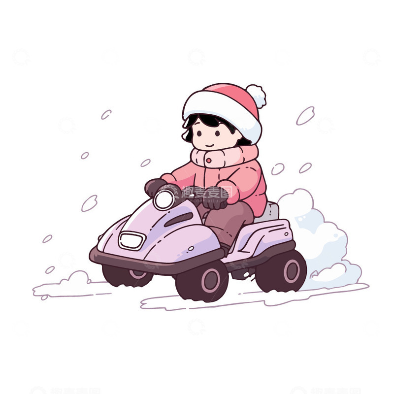 源文件下载【趣麦麦图】开着雪地摩托的女孩子