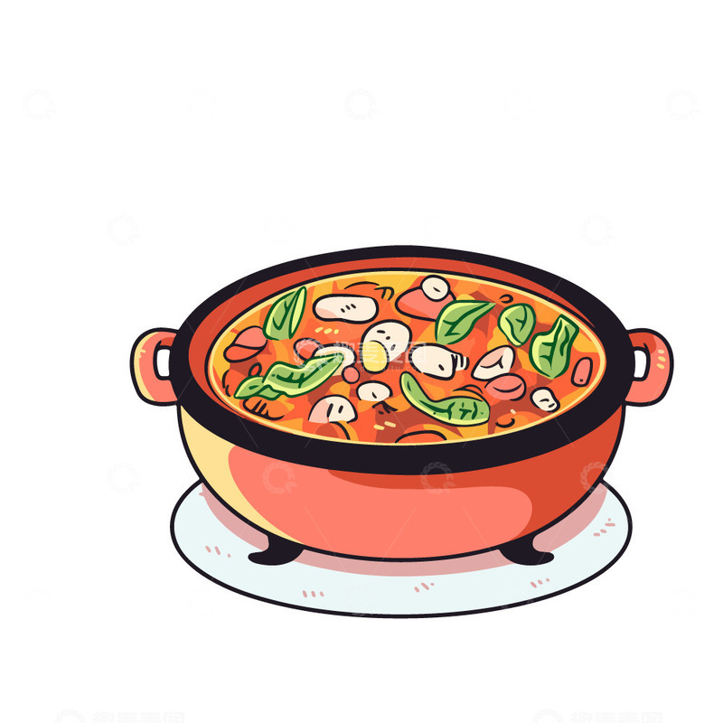 麻辣烫火锅卡通插画