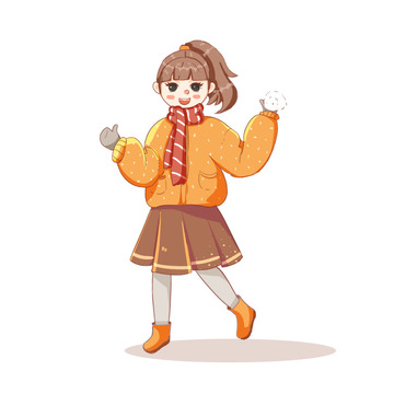 冬季寒冷季节小女孩