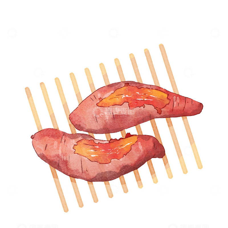 源文件下载【趣麦麦图】简约美食水彩烤红薯