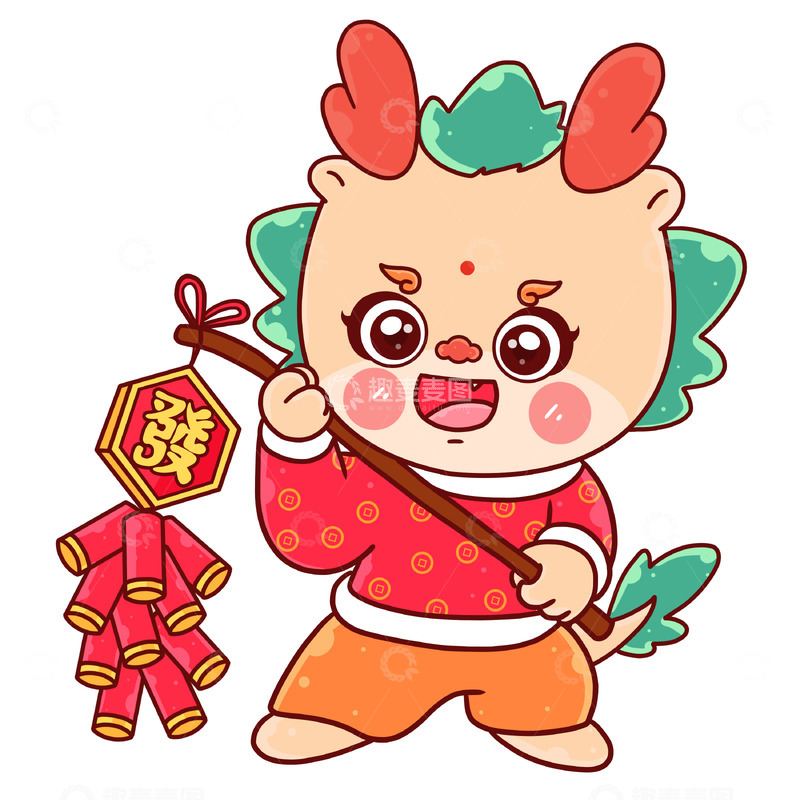 龙年福龙放鞭炮