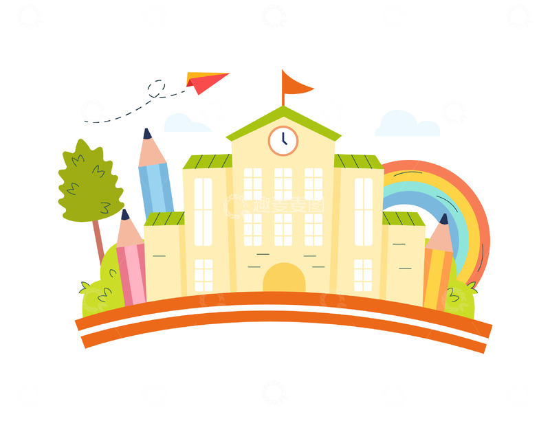 卡通简约幼儿园学校元素
