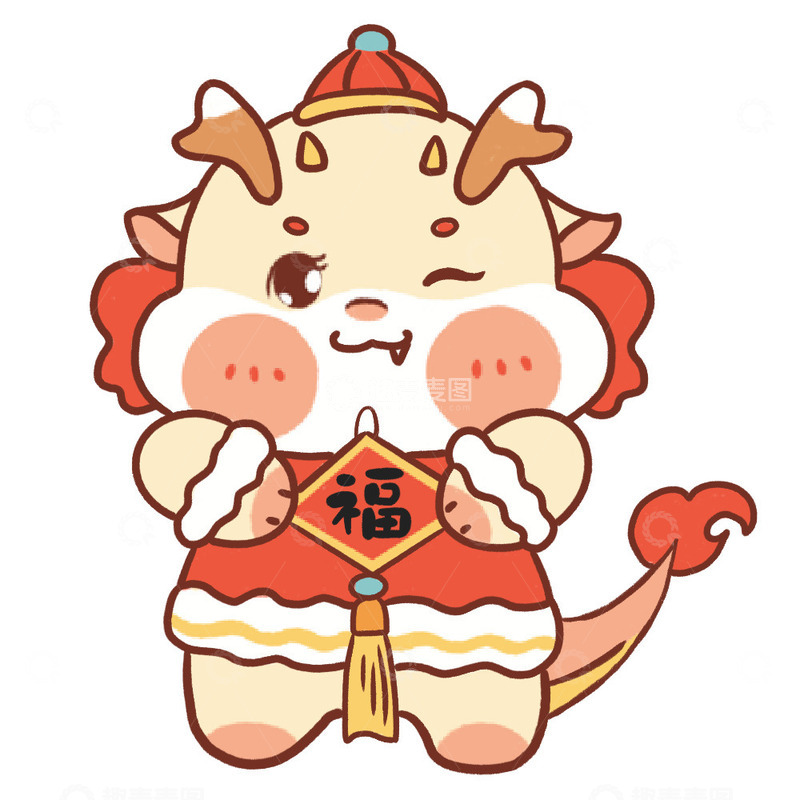 春节龙年小龙福字招财