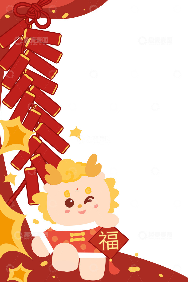 源文件下载【趣麦麦图】龙年大吉侧边框
