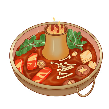 冬至元素麻辣火锅烧烤