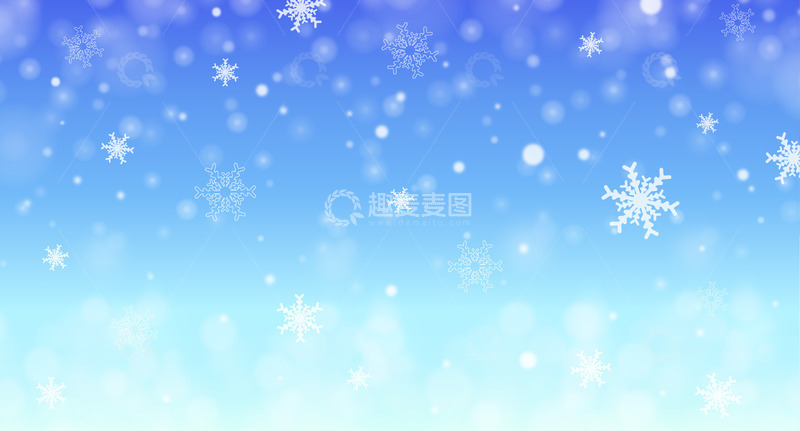 冬天白色雪花飘落装饰蓝色背景
