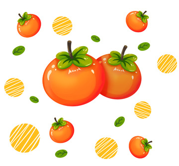 秋日柿子元素图案