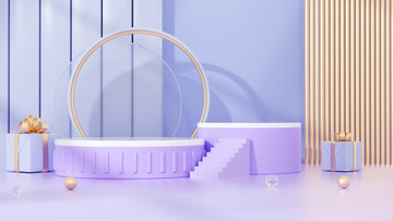 C4D立体简约展台电商海报背景