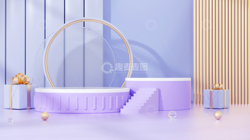 C4D立体简约展台电商海报背景