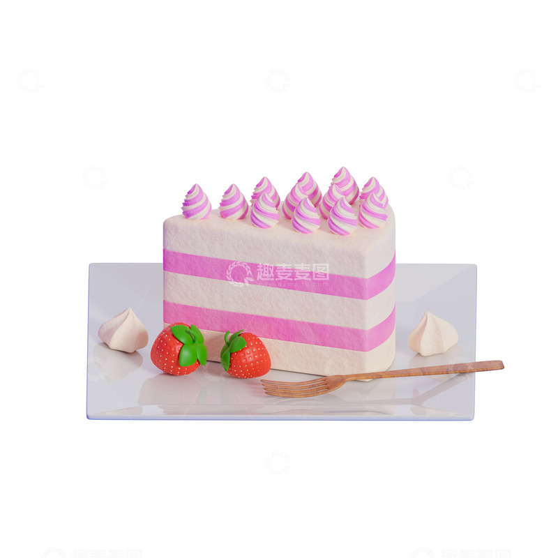 源文件下载【趣麦麦图】草莓奶油蛋糕切块烘培美食