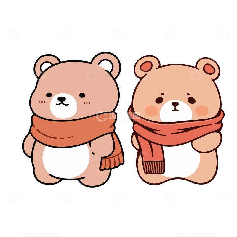 源文件下载【趣麦麦图】冬天可爱的卡通小熊