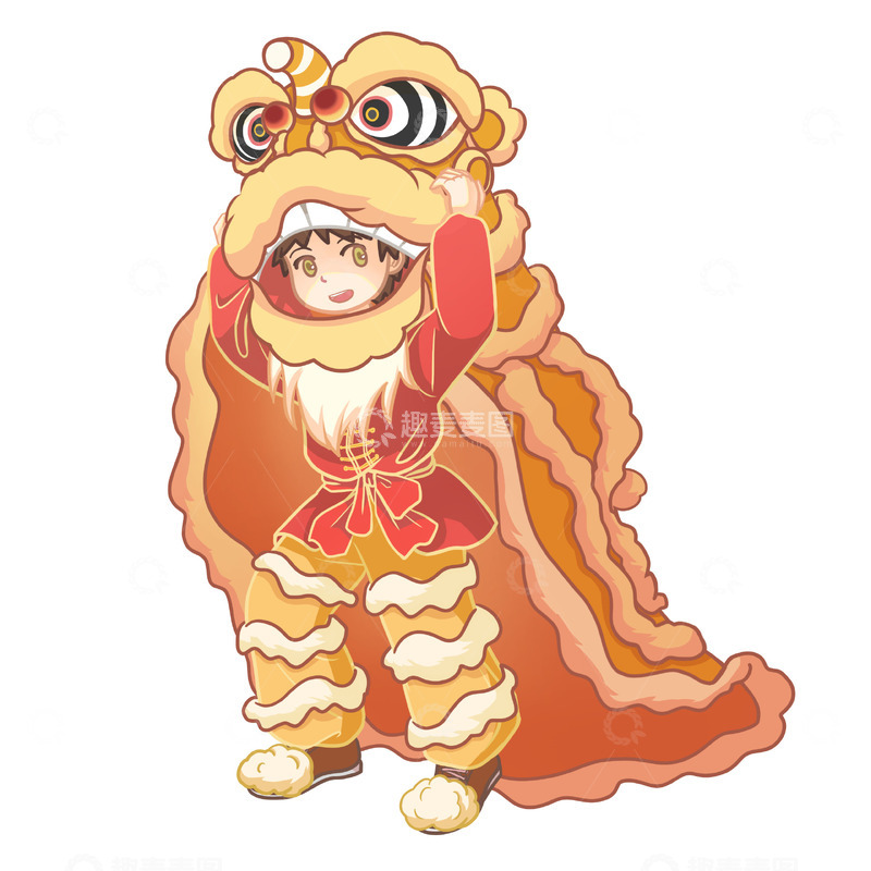 源文件下载【趣麦麦图】春节舞狮人物