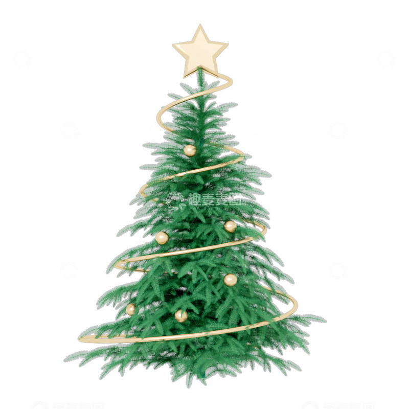 源文件下载【趣麦麦图】C4D立体写实圣诞树元素