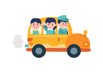 卡通简约幼儿园校车