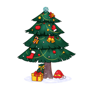 圣诞节装饰元素圣诞树圣诞礼物铃铛