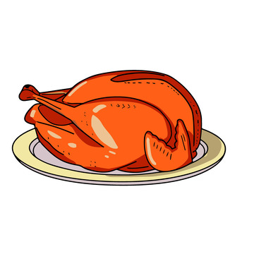 美味的烤鸡插画