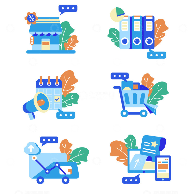 源文件下载【趣麦麦图】办公商城电脑图标