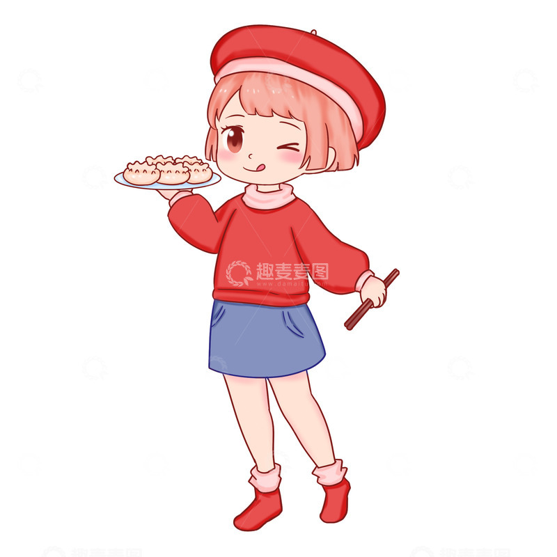 源文件下载【趣麦麦图】冬至元素准备吃美味的饺子